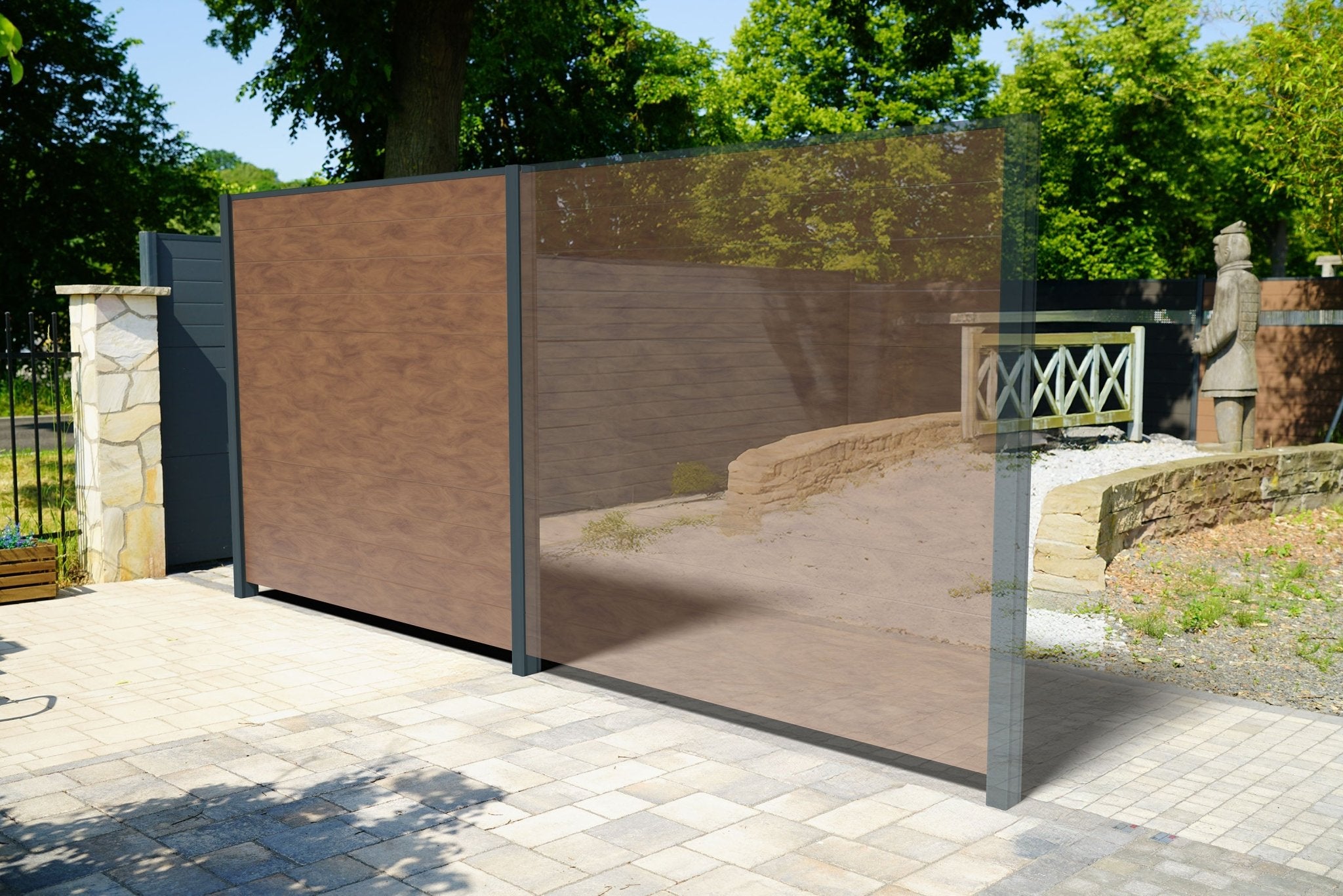 paneello Anfangsset Lärm - & Schallschutzzaun 2400 mm – Wallnuss Holzdekor