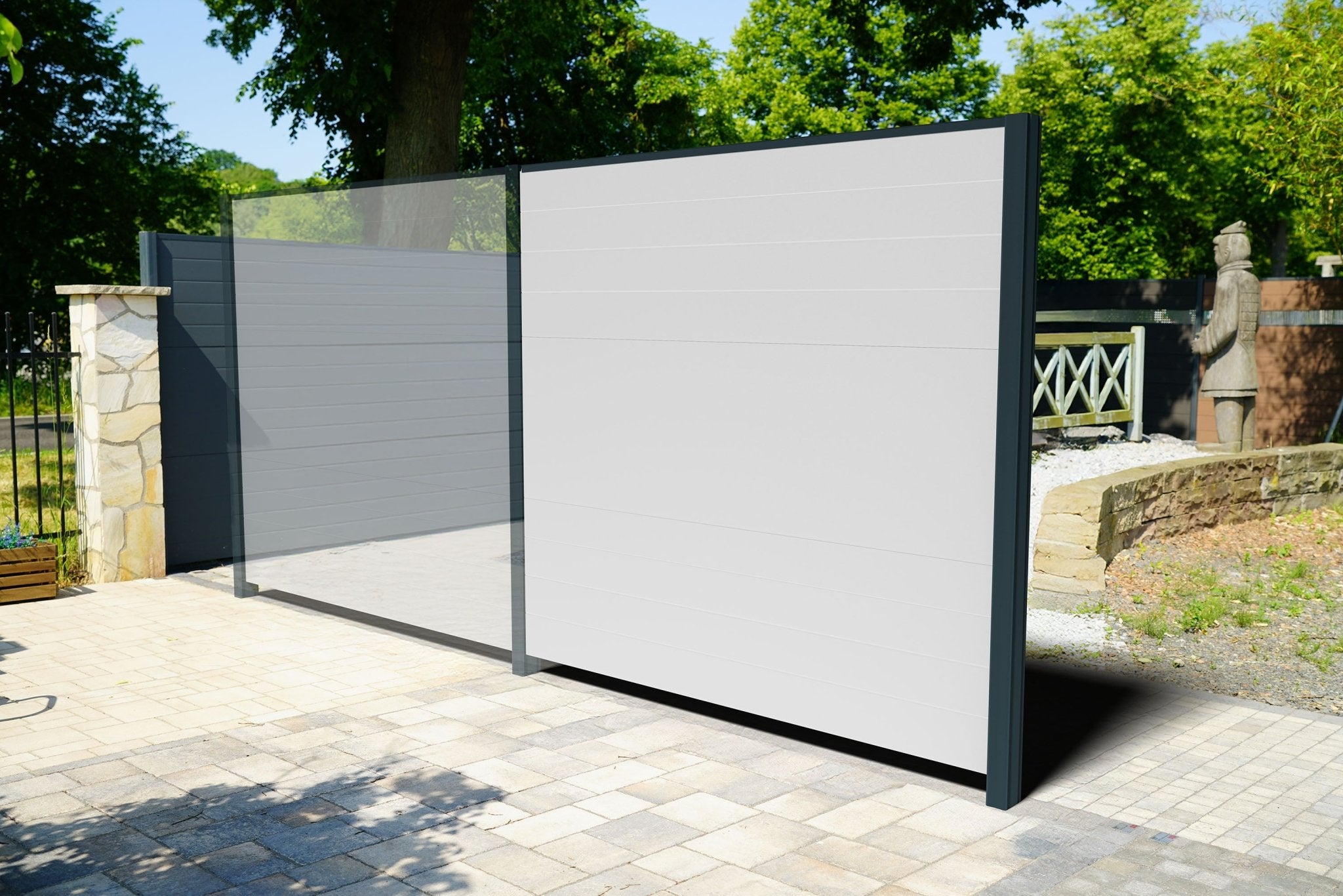 paneello Erweiterungsset Lärm- & Schallschutzzaun Stucco Weiß