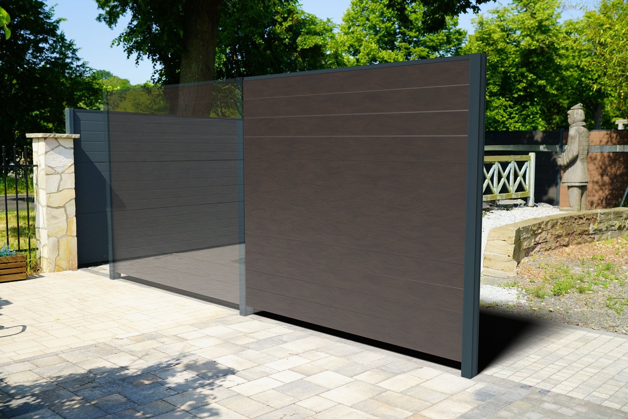 paneello Erweiterungsset Lärm- & Schallschutzzaun Marone Holzdekor