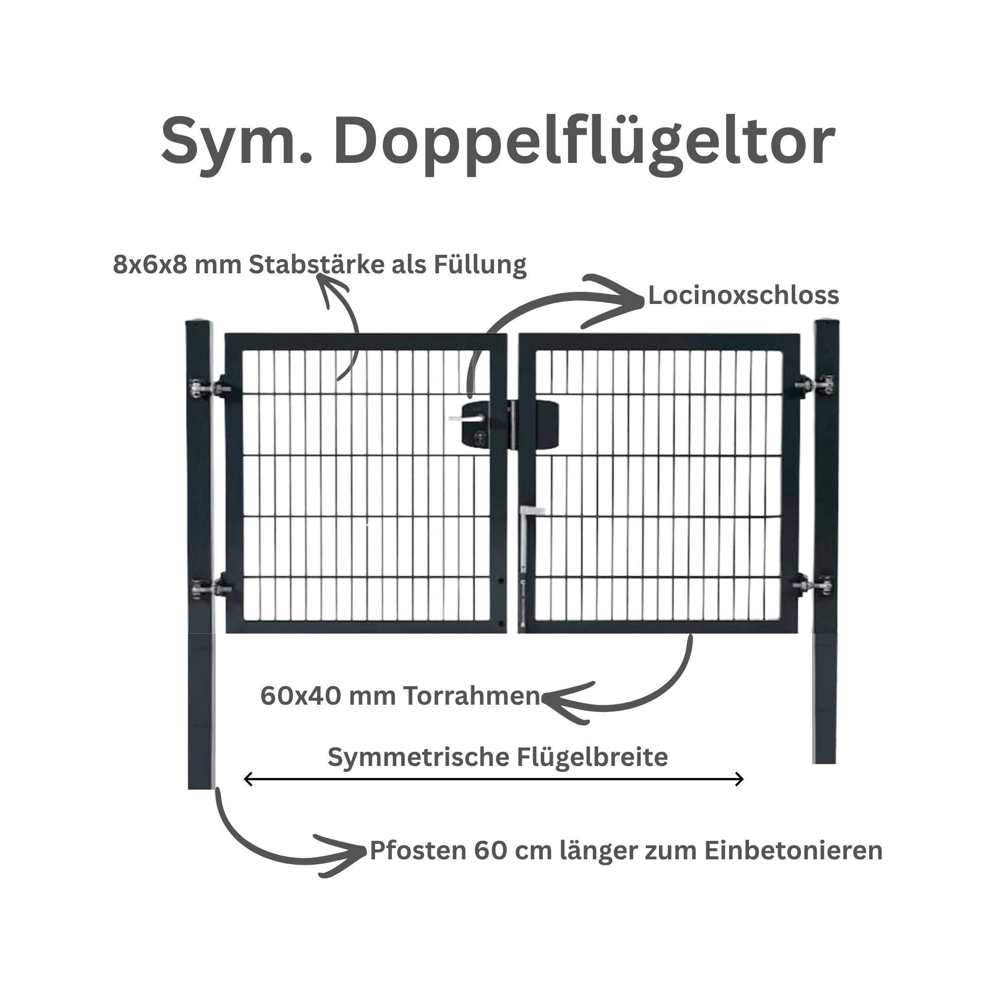 Symmetrisches zweiflügeliges Gartentor – stabil & sicher für breite Einfahrten