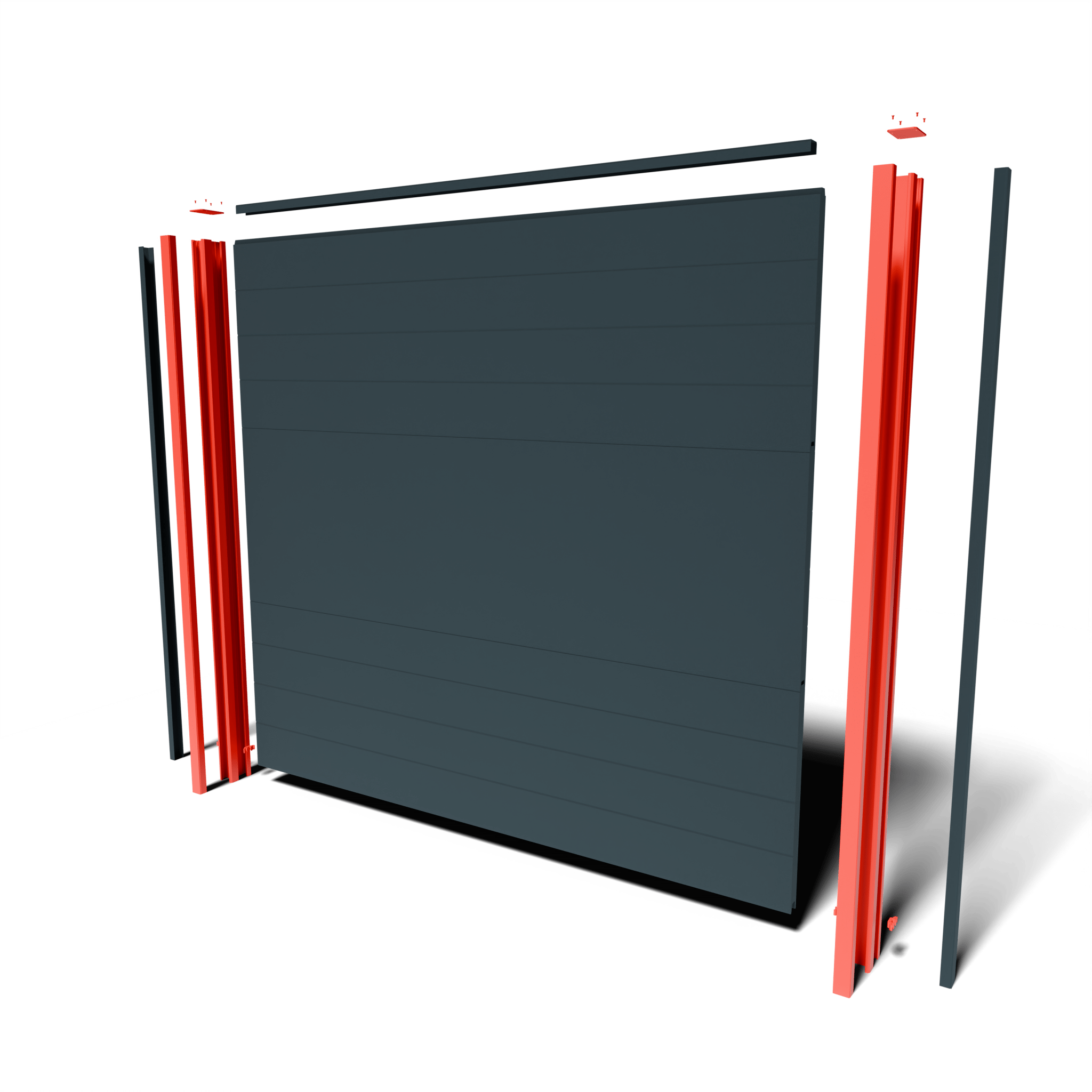 paneello Anfangsset Lärm - & Schallschutzzaun 2400 mm – Paneele und beidseitig roter Pfosten als Veranschaulichung