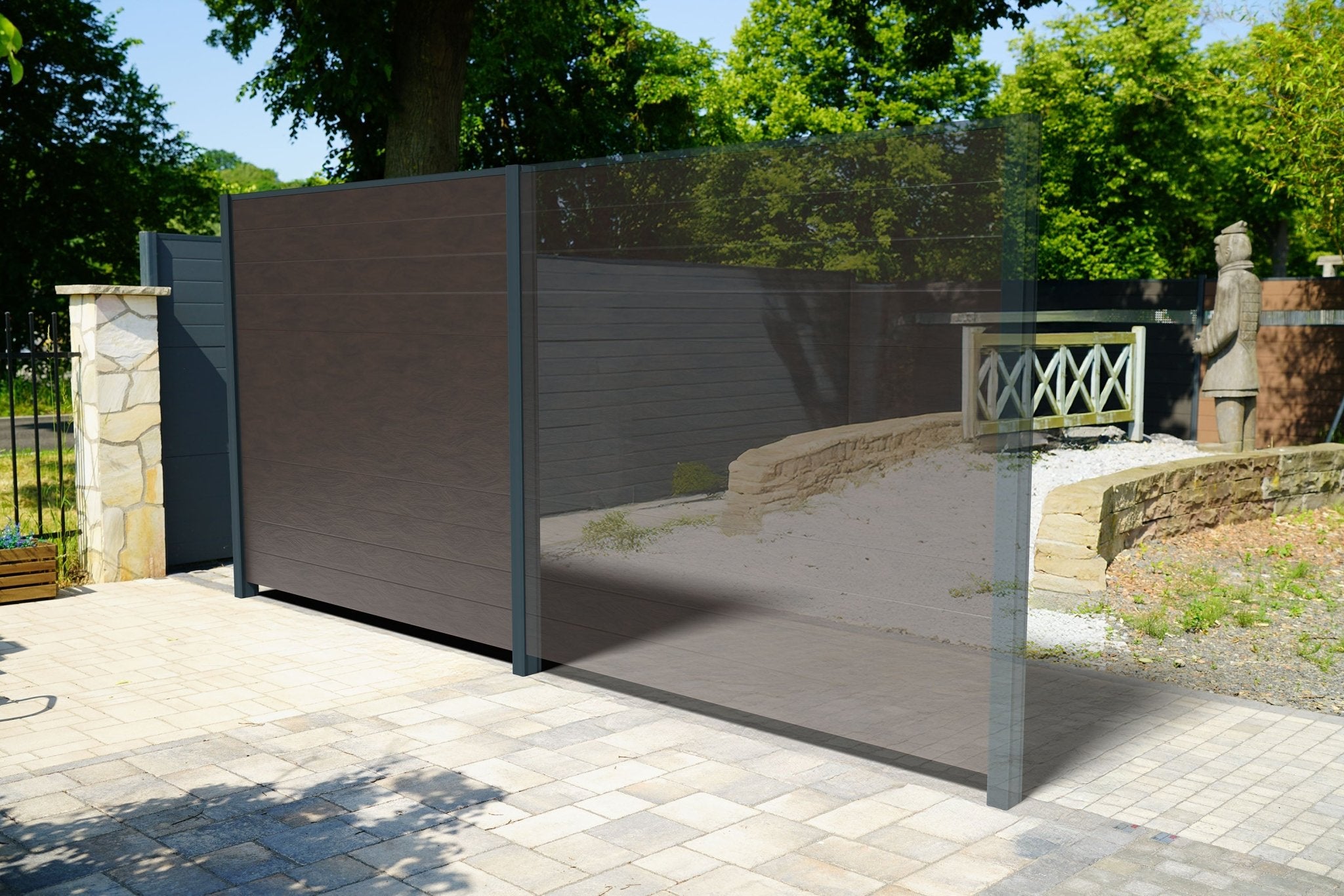 paneello Anfangsset Lärm - & Schallschutzzaun 2400 mm – Marone Holzdekor
