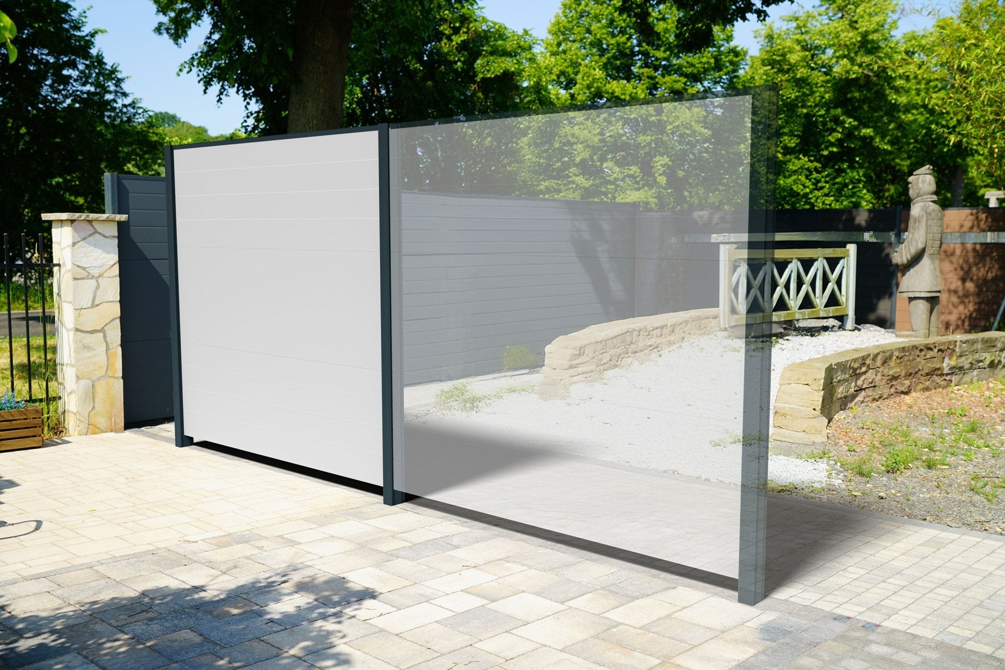 paneello Anfangsset Lärm - & Schallschutzzaun 2400 mm – Stucco Weiß